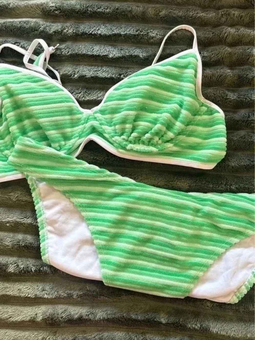 No Boundaries Green Stripe Bikini